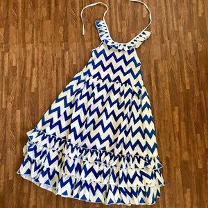 Kids Girls Blue & White Boho Maxi Dress